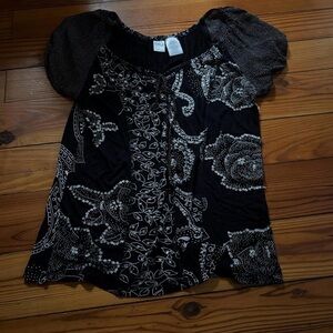 Bila Black and White Patterned Blouse